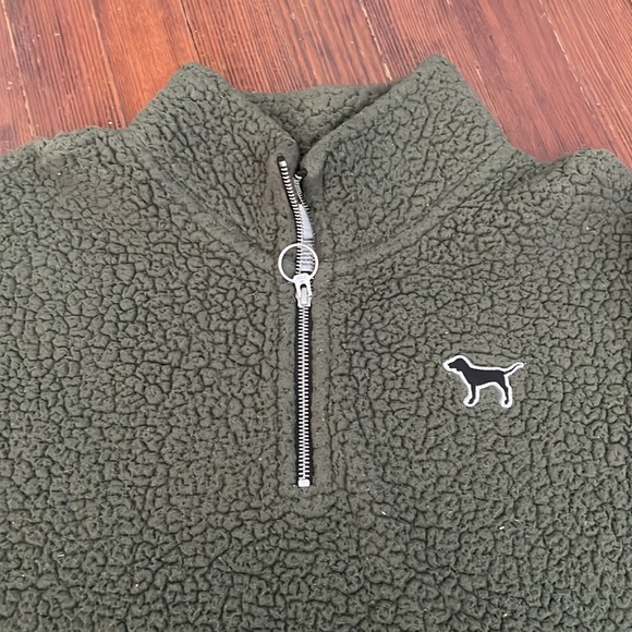 Victoria’s Secret Pink Fleece Quarter-Zip in Olive - Picture 2 of 4